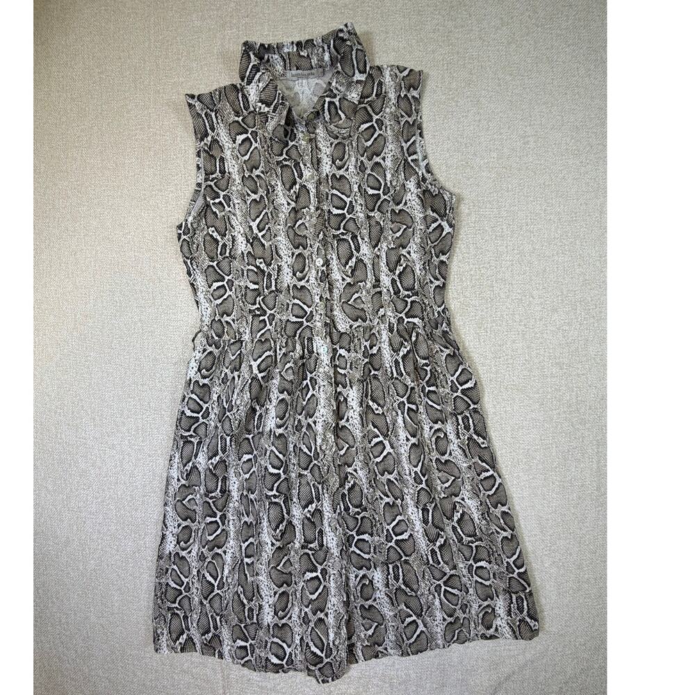 Laura Bianchi Women's Small Brown Snakeskin Print 100% Linen Sleeveless Sundress